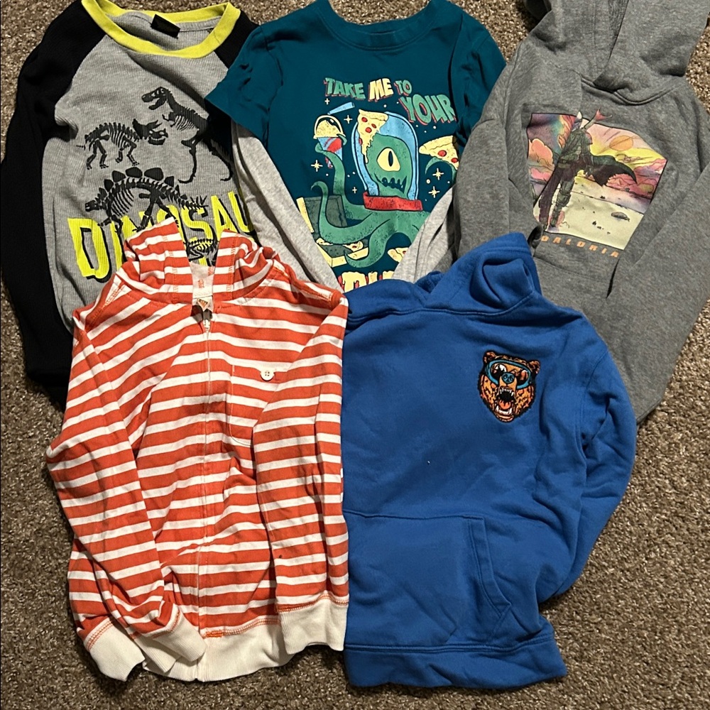Blue Old Navy Dinosaur Thermal Kids Boys Hoodie Long Sleeve Lot medium 8